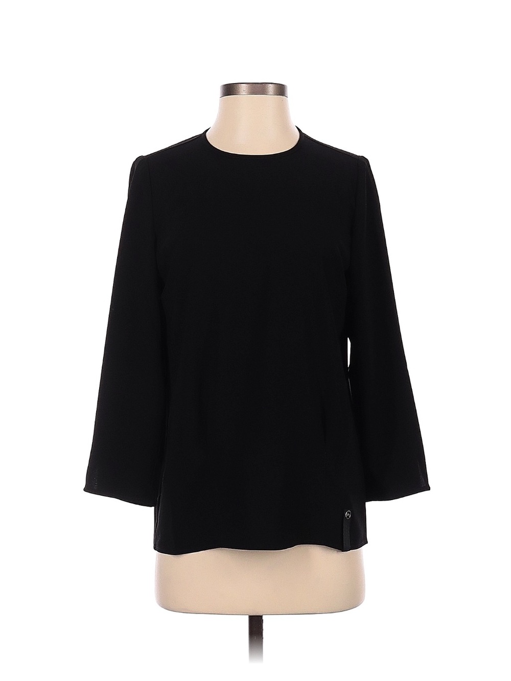 Longchamp Black Long-Sleeve Crewneck Blouse